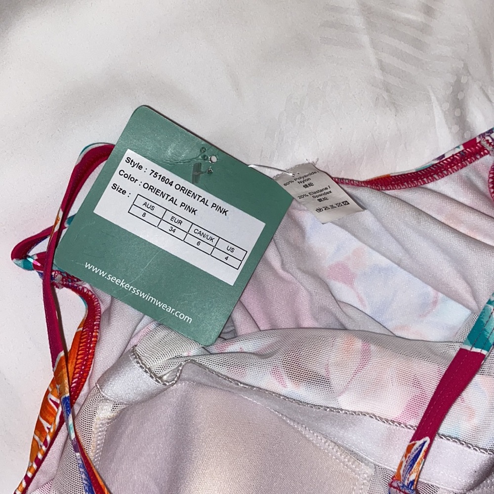 HP🎉1PC seeker Suit swimwear Floral Rouched Side Oriental Pink Australia 4 - Picture 6 of 9